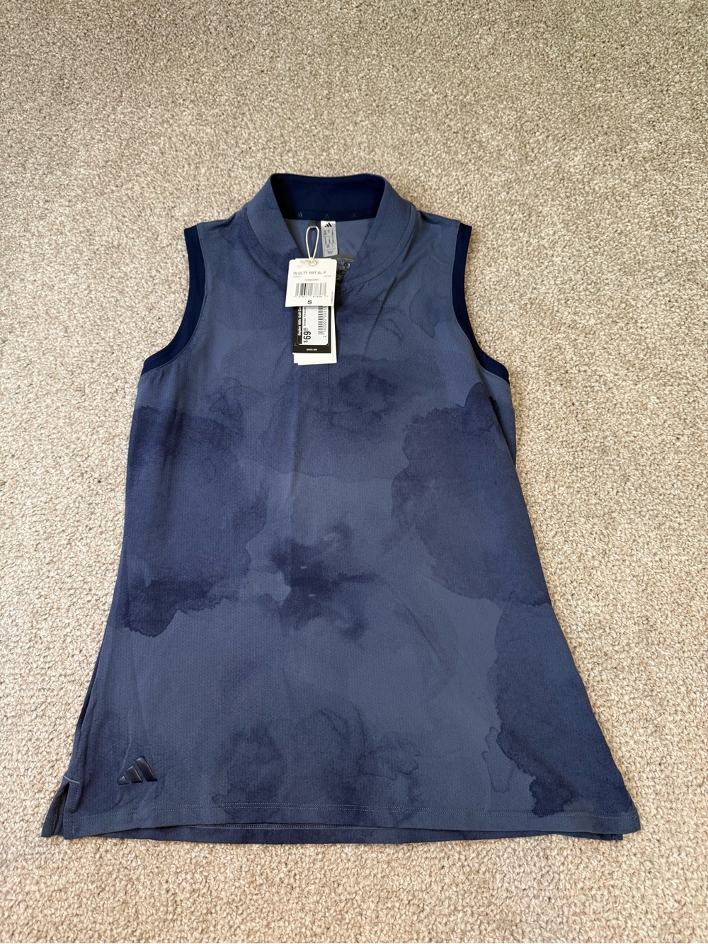 adidas Navy Blue Sleeveless Tank with Mock Zip Neck- NEW- Size Small